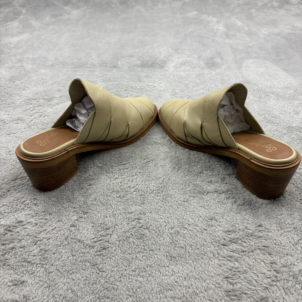 Seychelles Leather Masterpiece Clog Mules Womens 10 Cream Boho Minimalist Luxury - Picture 4 of 8